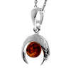 925 Sterling Silver & Genuine Baltic Amber Half Moon Modern Pendant - GL2044