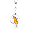 925 Sterling Silver & Genuine Baltic Amber Large Modern Pendant - GL208