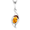 925 Sterling Silver & Genuine Baltic Amber  Modern Dial  Pendant - GL216