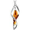 925 Sterling Silver & Genuine Baltic Amber Modern Pendant - GL220