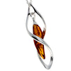 925 Sterling Silver & Genuine Baltic Amber Modern Pendant - GL220