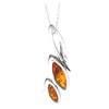 925 Sterling Silver & Genuine Baltic Amber Modern Pendant - GL221