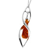 925 Sterling Silver & Genuine Baltic Amber Modern Designer Pendant - GL229