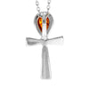 925 Sterling Silver & Genuine Baltic Amber Classic Teardrop Cross Pendant - GL233