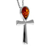 925 Sterling Silver & Genuine Baltic Amber Classic Teardrop Cross Pendant - GL233