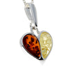 925 Sterling Silver & Genuine Teardrop Baltic Amber Classic Heart Pendant - GL244