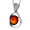 925 Sterling Silver & Genuine Baltic Amber Classic  Modern  Pendant - GL254