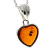 925 Sterling Silver & Genuine Baltic Amber Classic Heart Pendant - GL256B