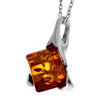 925 Sterling Silver & Genuine Baltic Amber Classic  Modern  Square Pendant - GL261