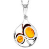 925 Sterling Silver & Genuine Baltic Amber Modern Pendant  GL265