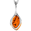 925 Sterling Silver & Genuine Baltic Amber Classic  Teardrop Modern  Pendant - GL282