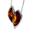 925 Sterling Silver & Genuine Baltic Amber Modern  Heart  Pendant  GL310