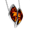 925 Sterling Silver & Genuine Baltic Amber Modern  Heart  Pendant  GL310