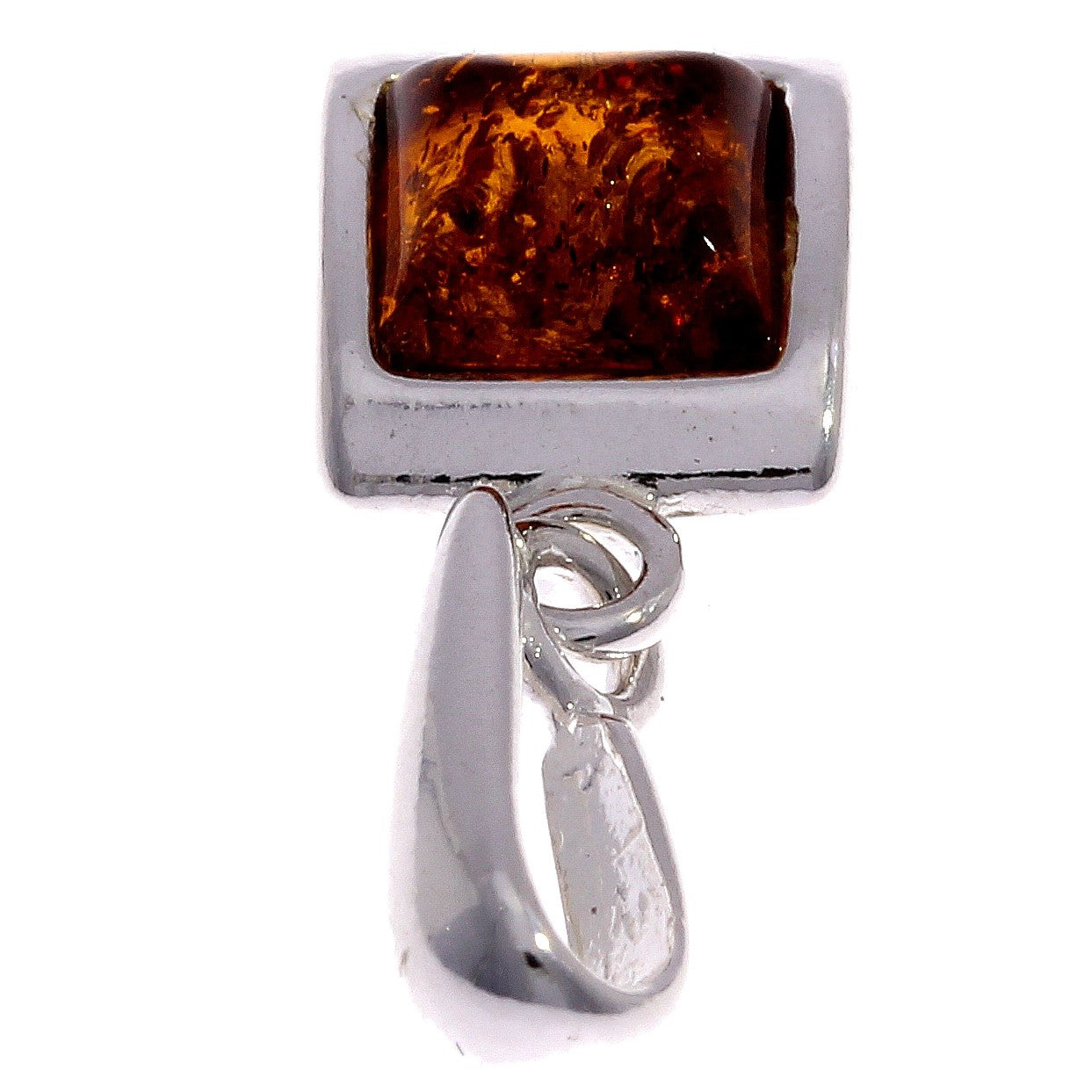 925 Sterling Silver & Genuine Baltic Amber Modern Pendant - GL325