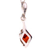 925 Sterling Silver & Genuine Baltic Amber Modern Pendant - GL343