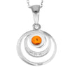 925 Sterling Silver & Baltic Amber Modern Pendant with Cubic Zirconia - GL348