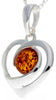 925 Sterling Silver & Genuine Baltic Amber Heart Pendant - GL357