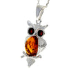 925 Sterling Silver & Baltic Amber Wise Owl Pendant - GL359