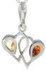 925 Sterling Silver & Baltic Amber Double Hearts Pendant - GL360