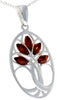 925 Sterling Silver & Baltic Amber Tree of Life Oval Pendant - GL364