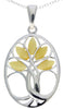 925 Sterling Silver & Baltic Amber Tree of Life Oval Pendant - GL364