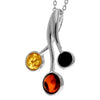 925 Sterling Silver & Genuine Baltic Amber Modern  Pendant  GL372