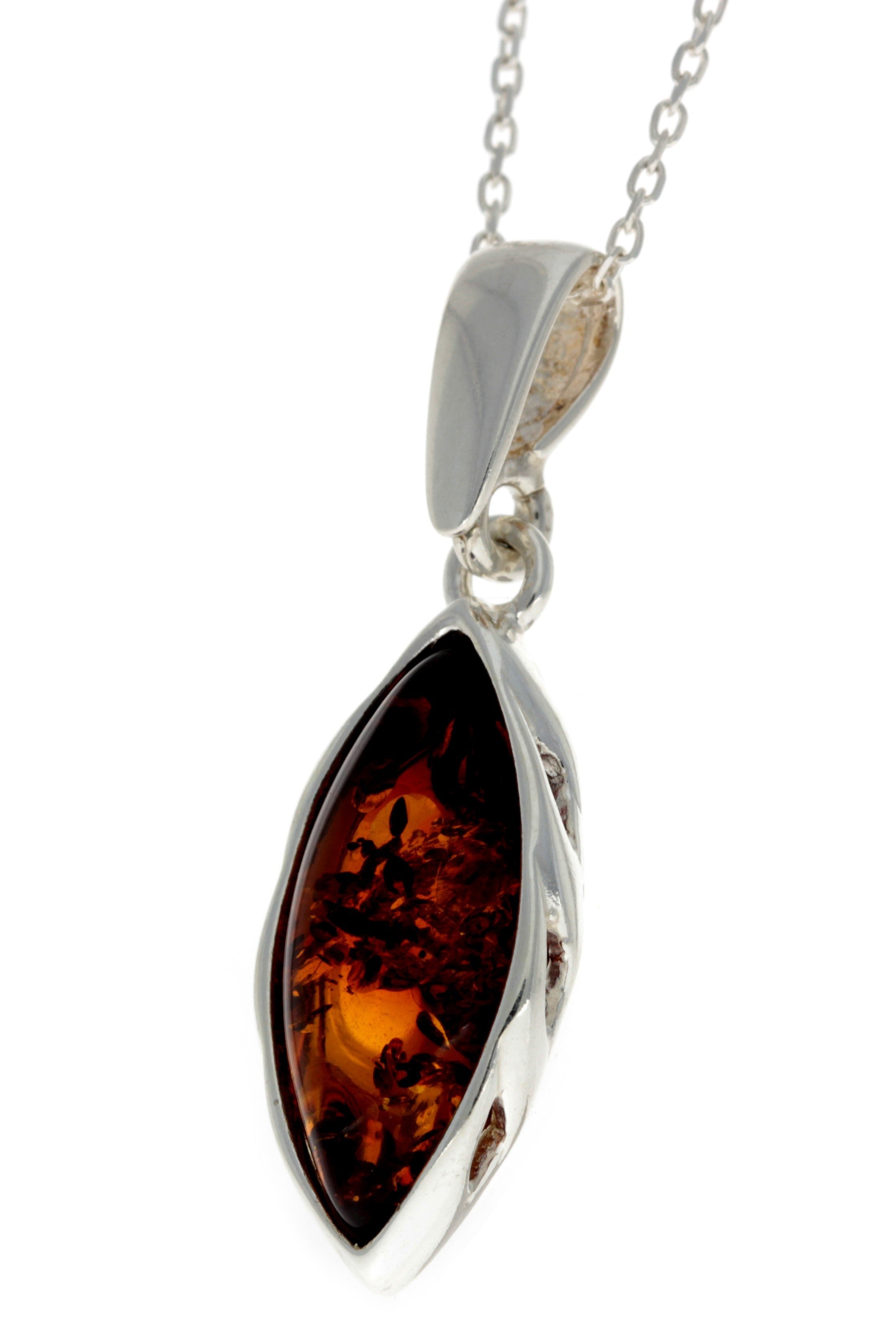 925 Sterling Silver & Genuine Baltic Amber Classic Pendant - GL377