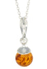 925 Sterling Silver & Genuine Baltic Amber Ball Modern Pendant - GL379