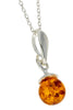 925 Sterling Silver & Genuine Baltic Amber Ball Modern Pendant - GL379