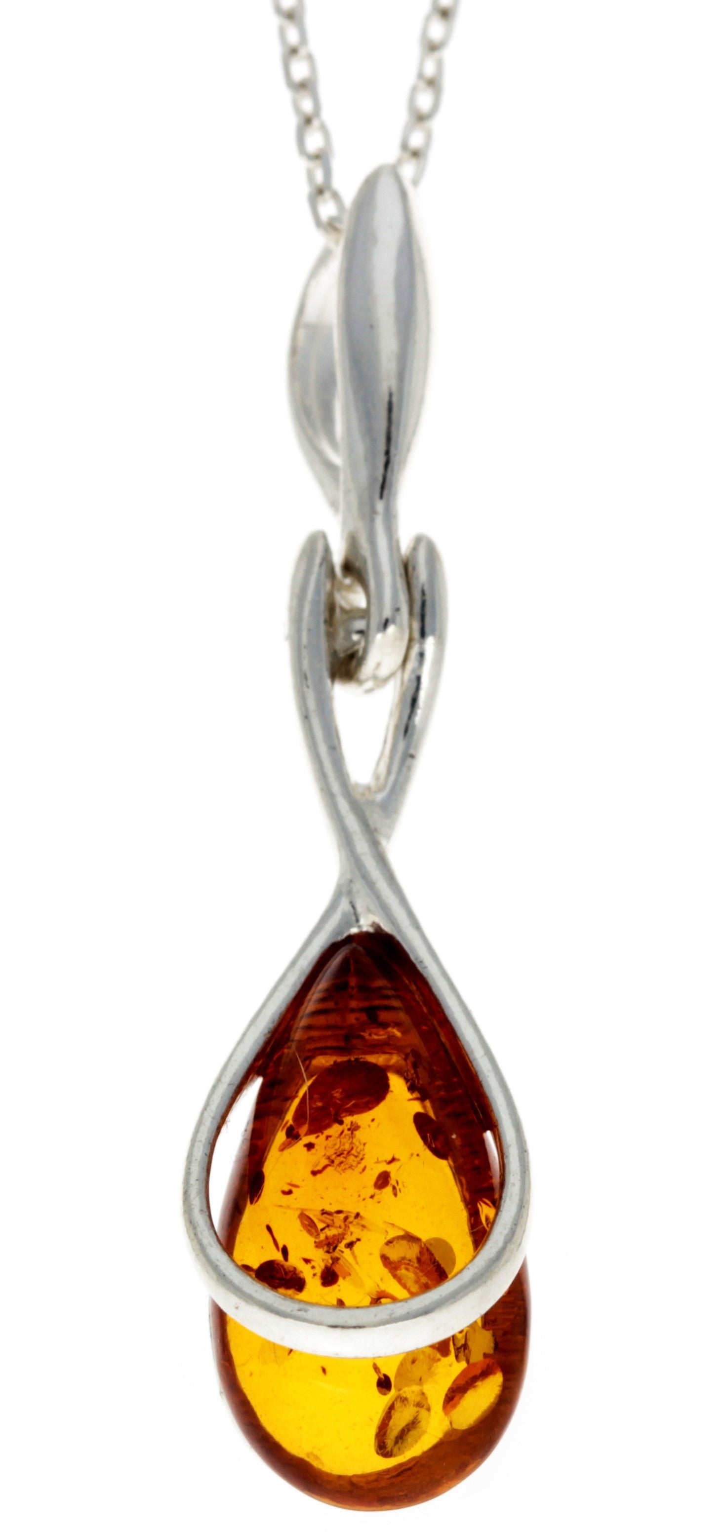 925 Sterling Silver Modern Pendant with Baltic Amber - GL381