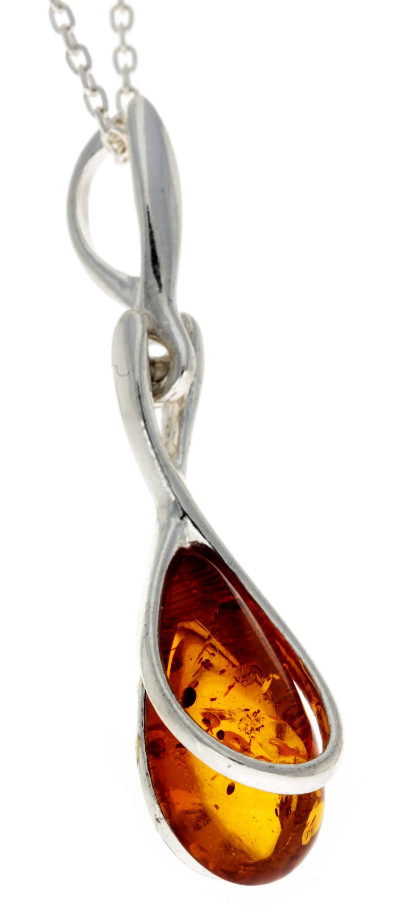 925 Sterling Silver Modern Pendant with Baltic Amber - GL381