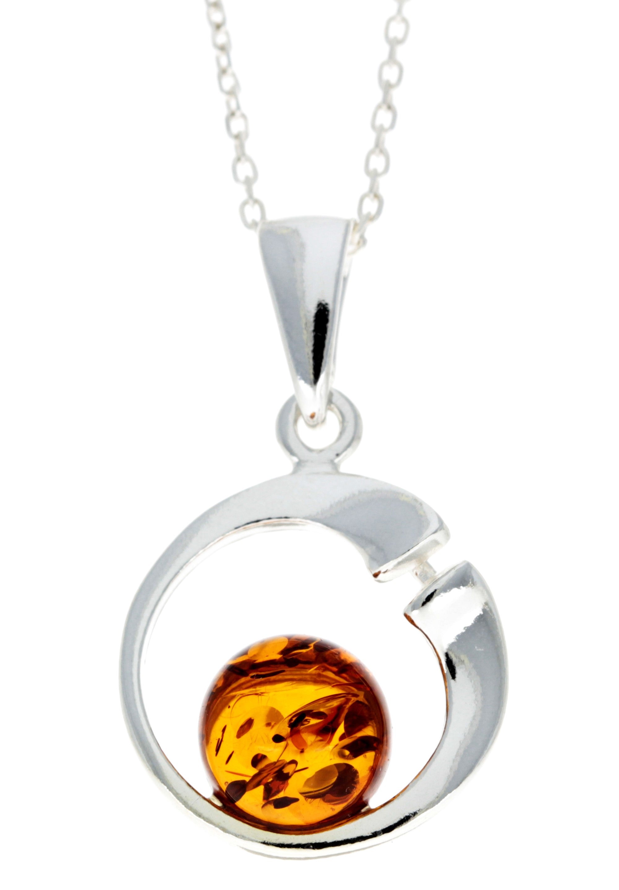 925 Sterling Silver Modern Pendant with Baltic Amber - GL382