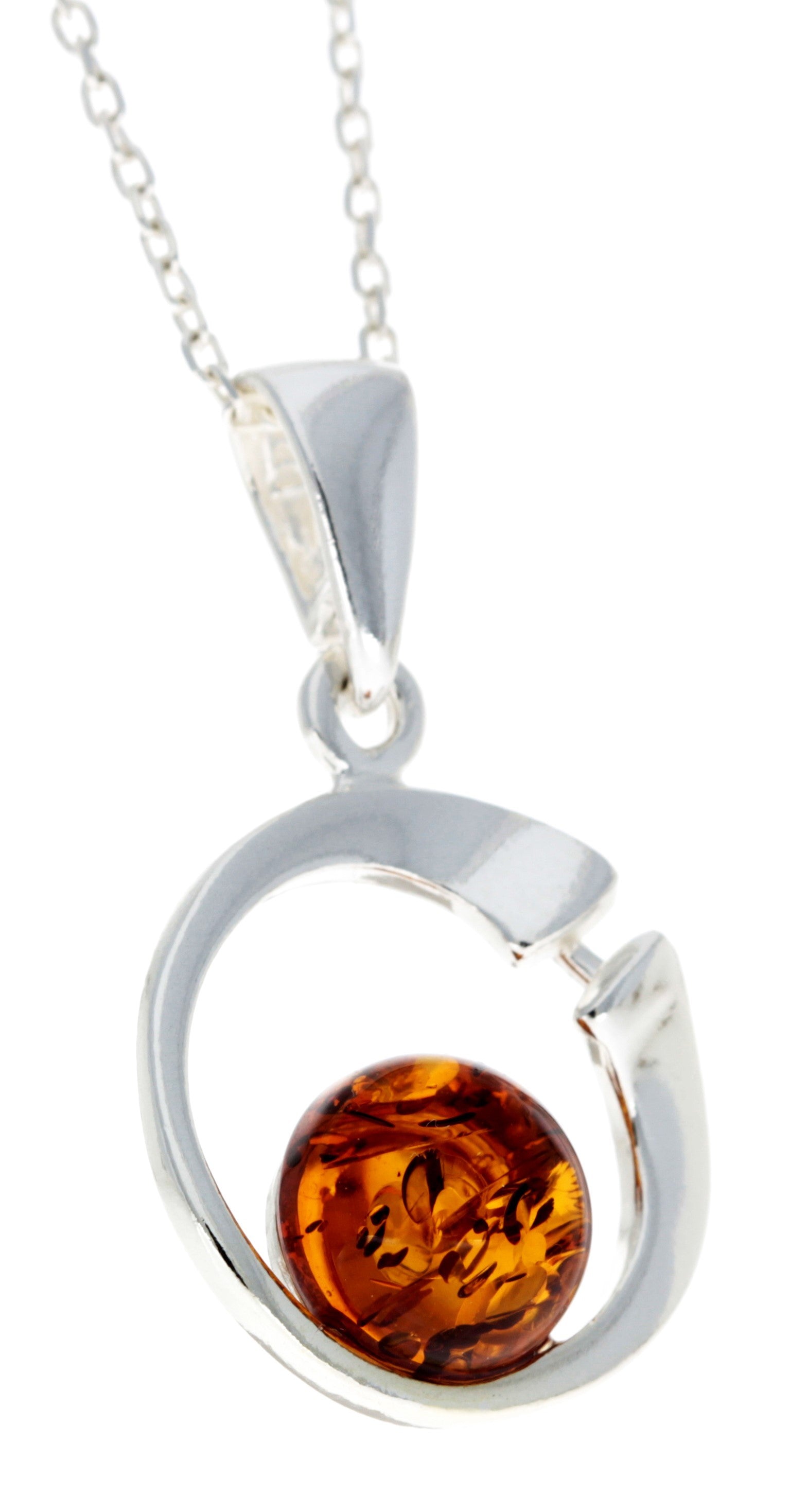 925 Sterling Silver Modern Pendant with Baltic Amber - GL382