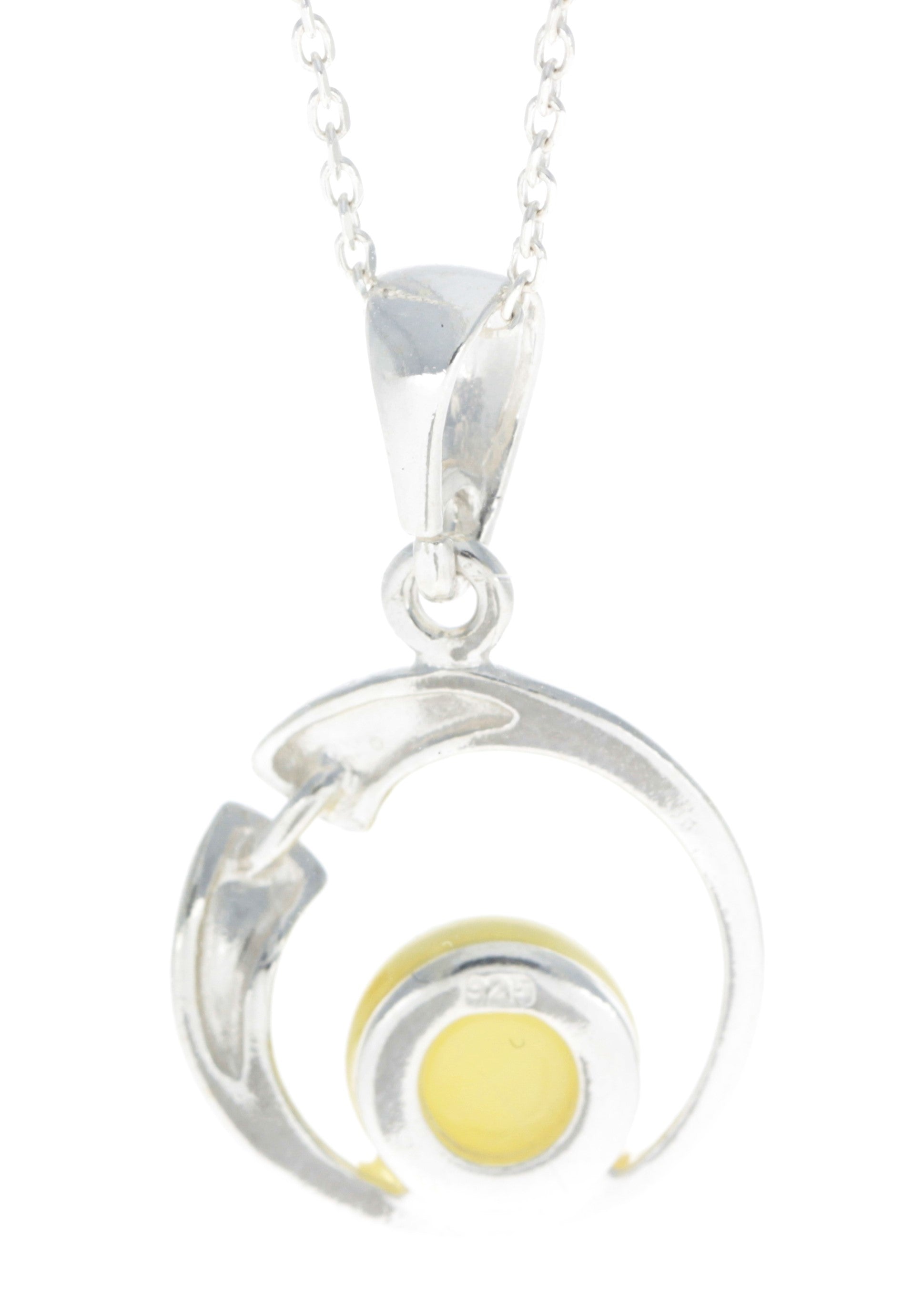 925 Sterling Silver Modern Pendant with Baltic Amber - GL382