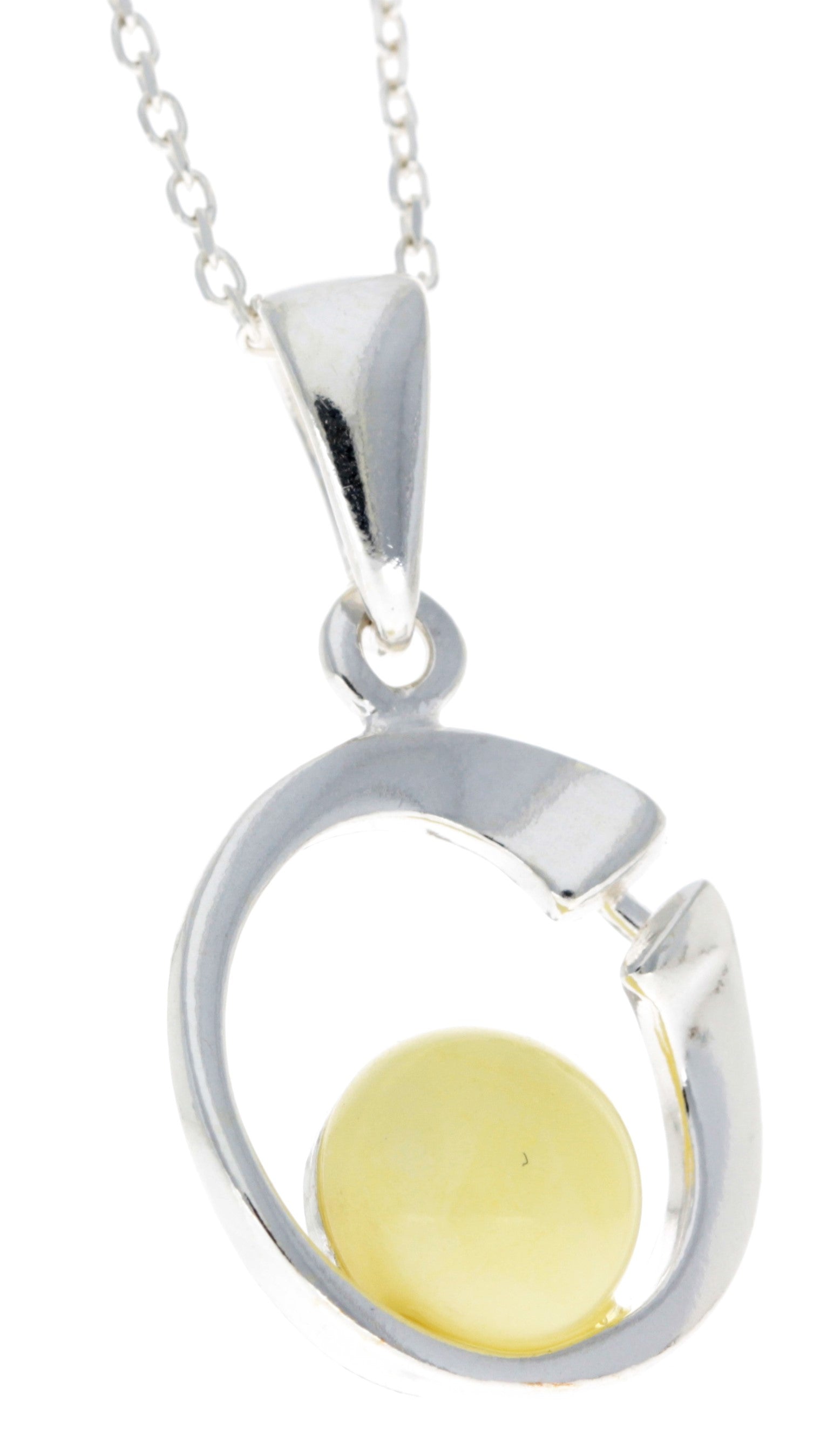 925 Sterling Silver Modern Pendant with Baltic Amber - GL382