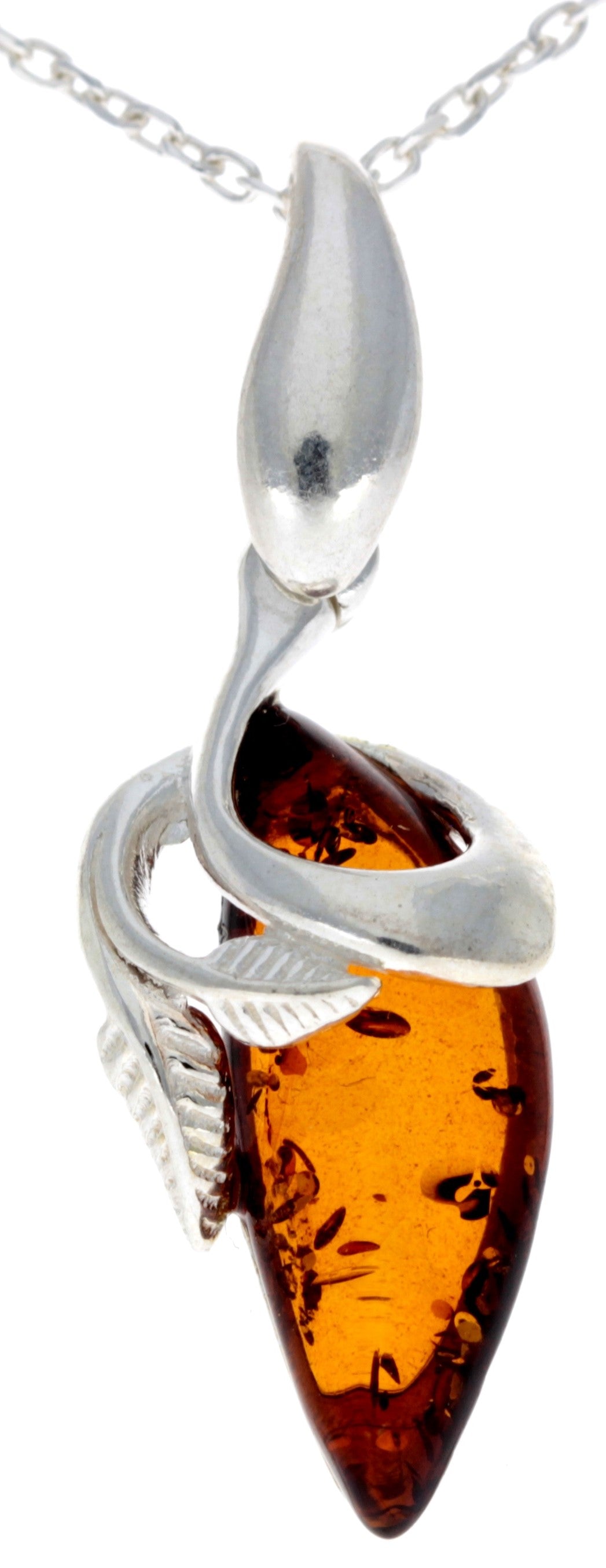 925 Sterling Silver & Baltic Amber Art Deco Pendant - GL391