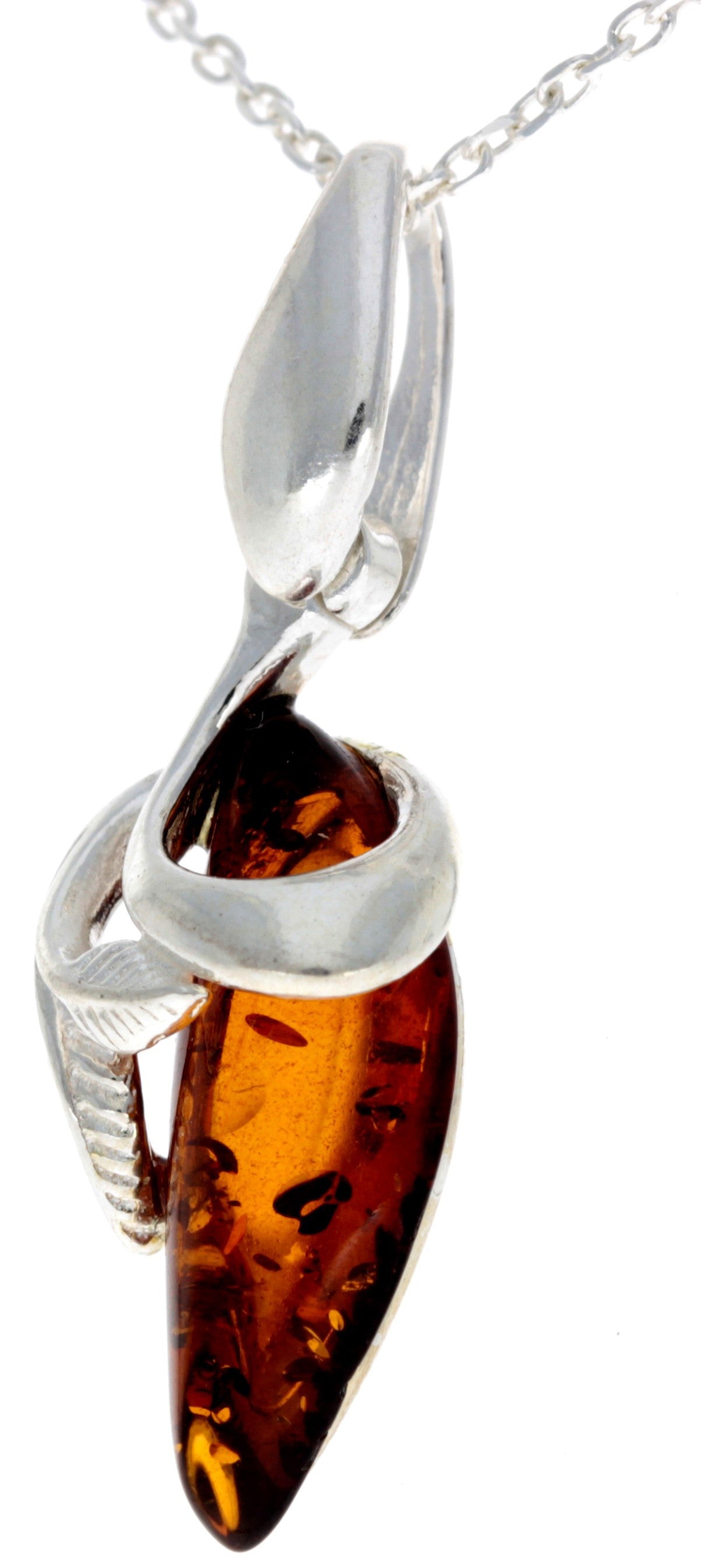 925 Sterling Silver & Baltic Amber Art Deco Pendant - GL391