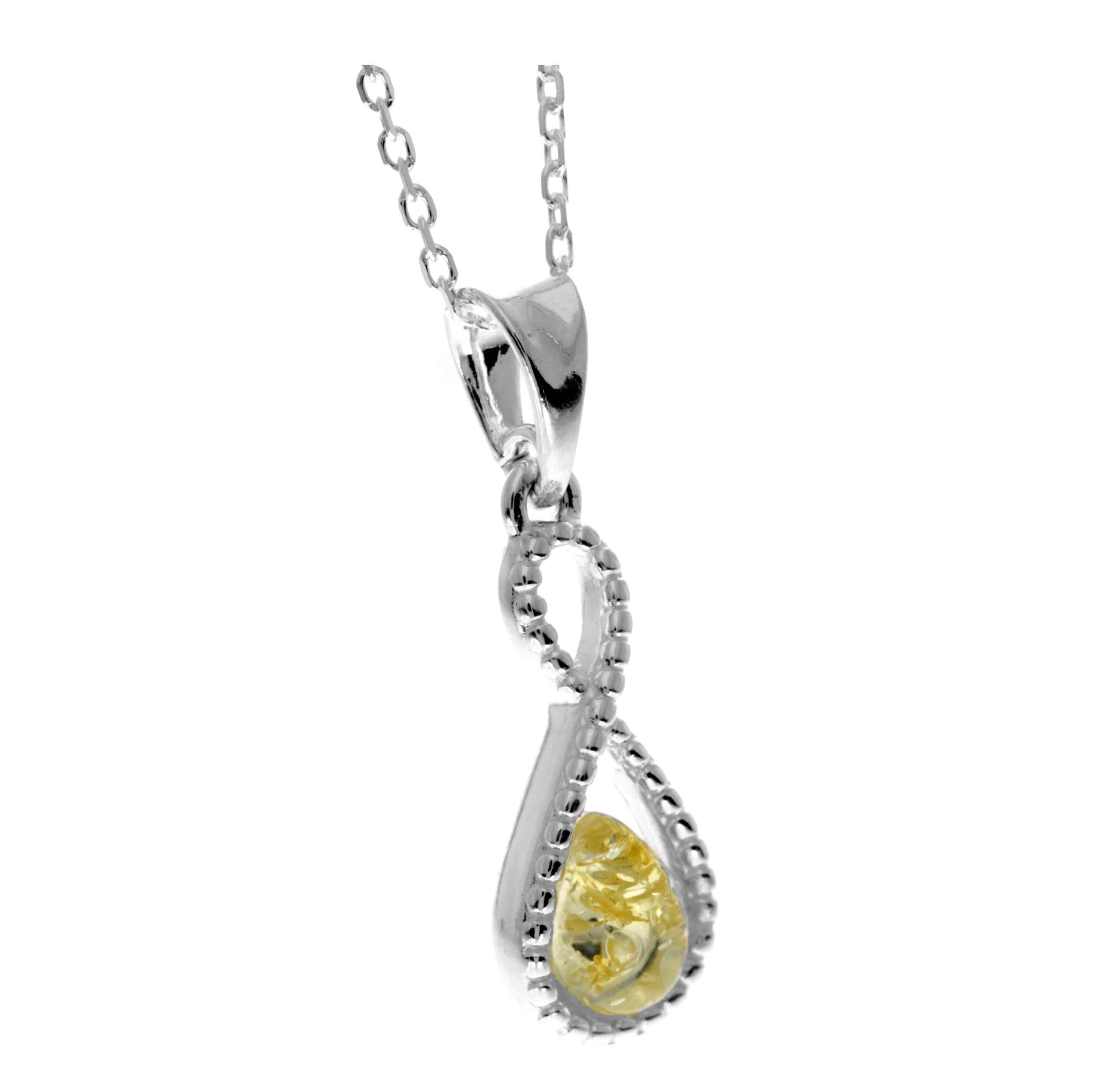 925 Sterling Silver & Baltic Amber Infinity Pendant - GL393