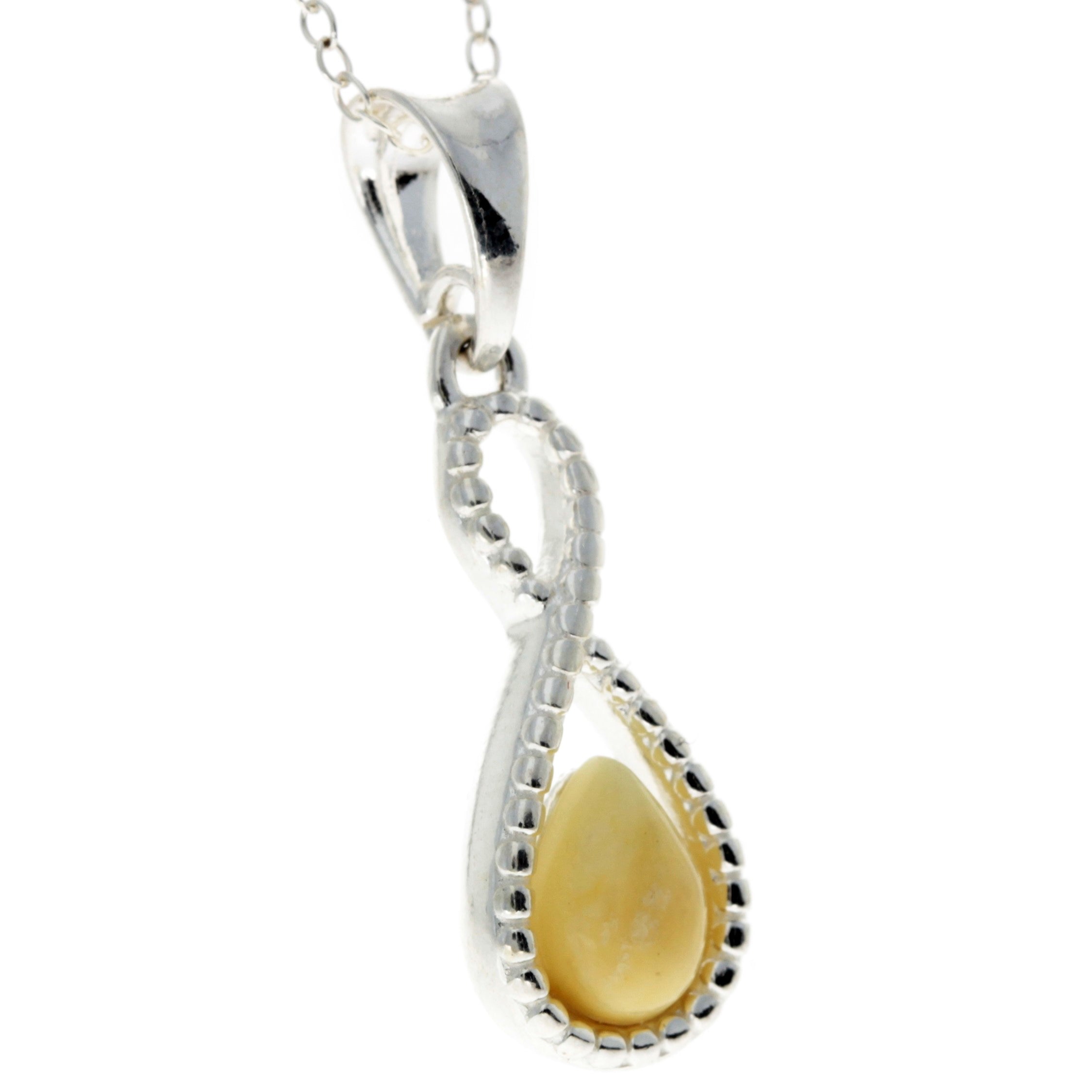 925 Sterling Silver & Baltic Amber Infinity Pendant - GL393