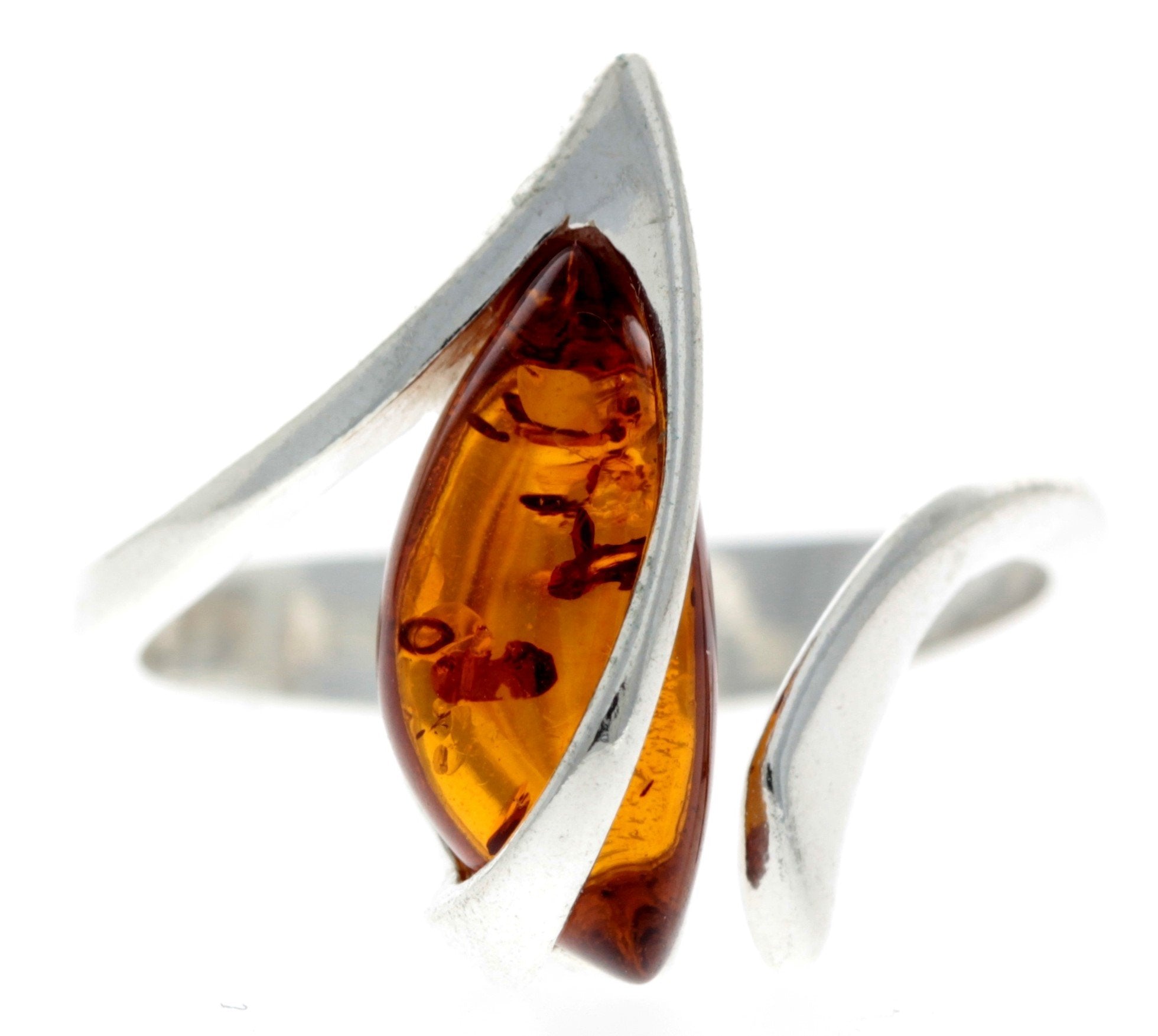 Designer Adjustable size Amber Ring GL402 - SilverAmberJewellery