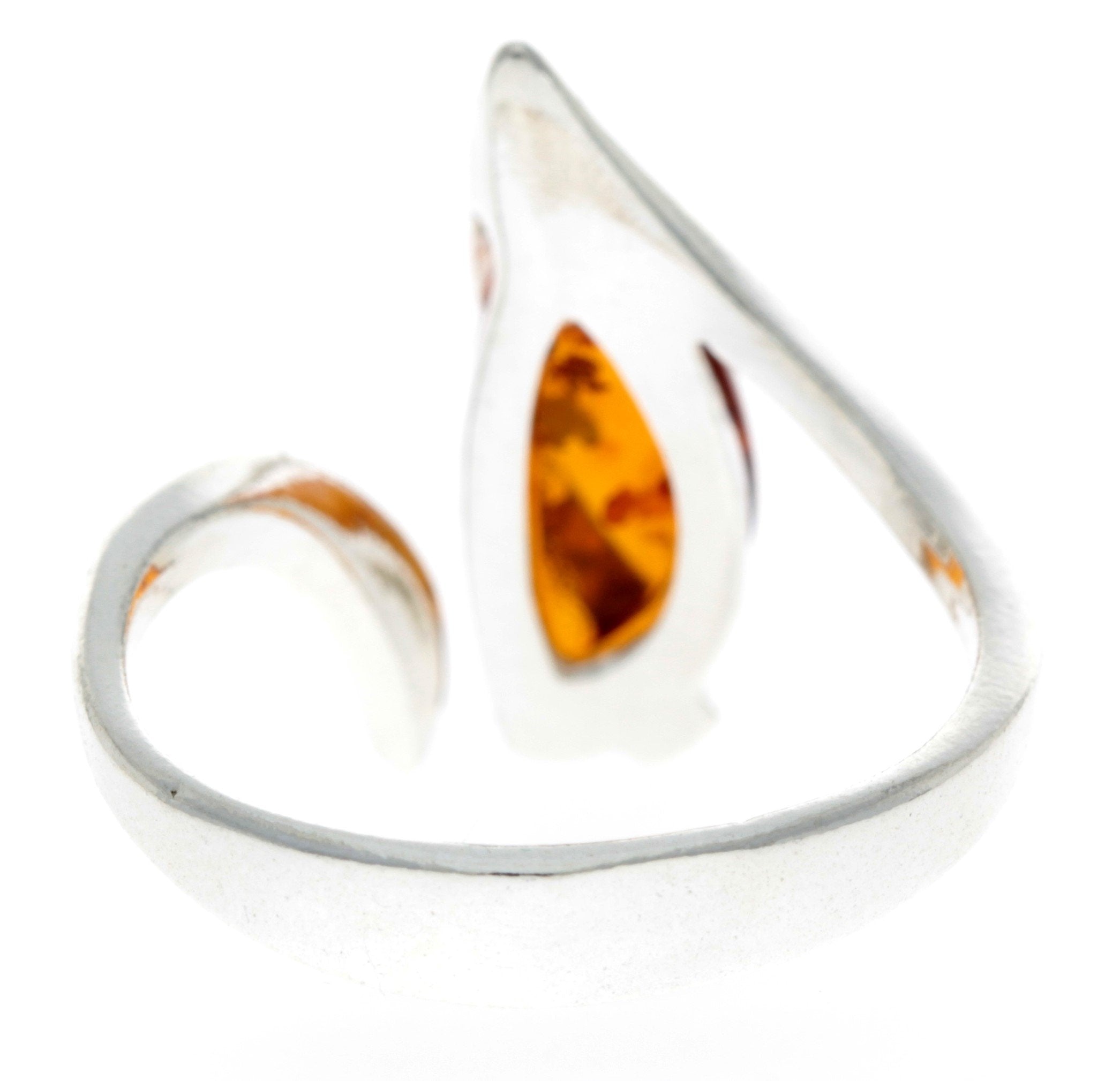 Designer Adjustable size Amber Ring GL402 - SilverAmberJewellery