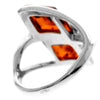 925 Sterling Silver & Genuine Baltic Amber Modern Designer Ring - GL416