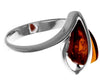 925 Sterling Silver & Genuine Baltic Amber Modern Designer Ring - GL484