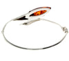 925 Sterling Silver & Baltic Amber Modern Solid Bangle - GL518