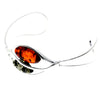 925 Sterling Silver & Baltic Amber Modern 2 Stones Solid Bangle - GL519