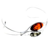 925 Sterling Silver & Baltic Amber Modern 2 Stones Solid Bangle - GL519