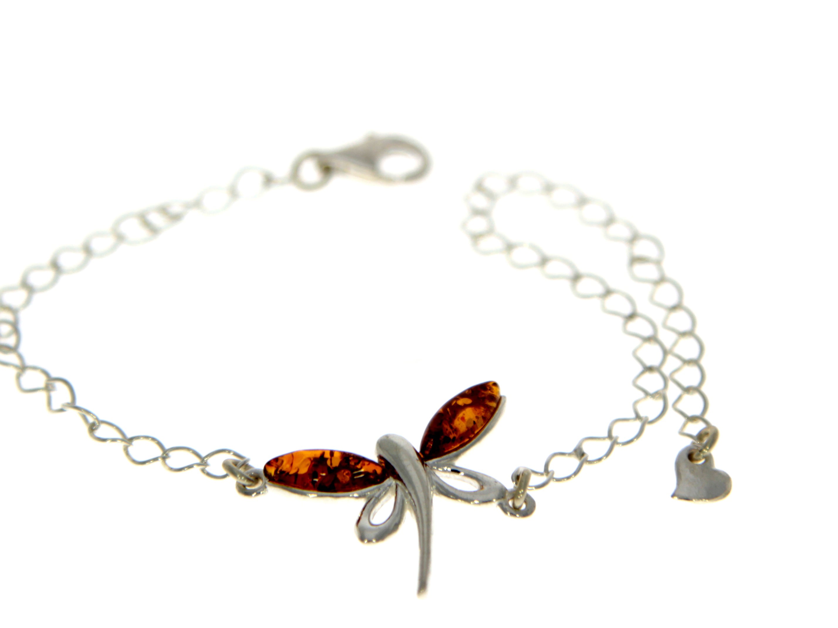 Beautiful Designer Silver Butterfly Bracelet set with Baltic Amber - GL534