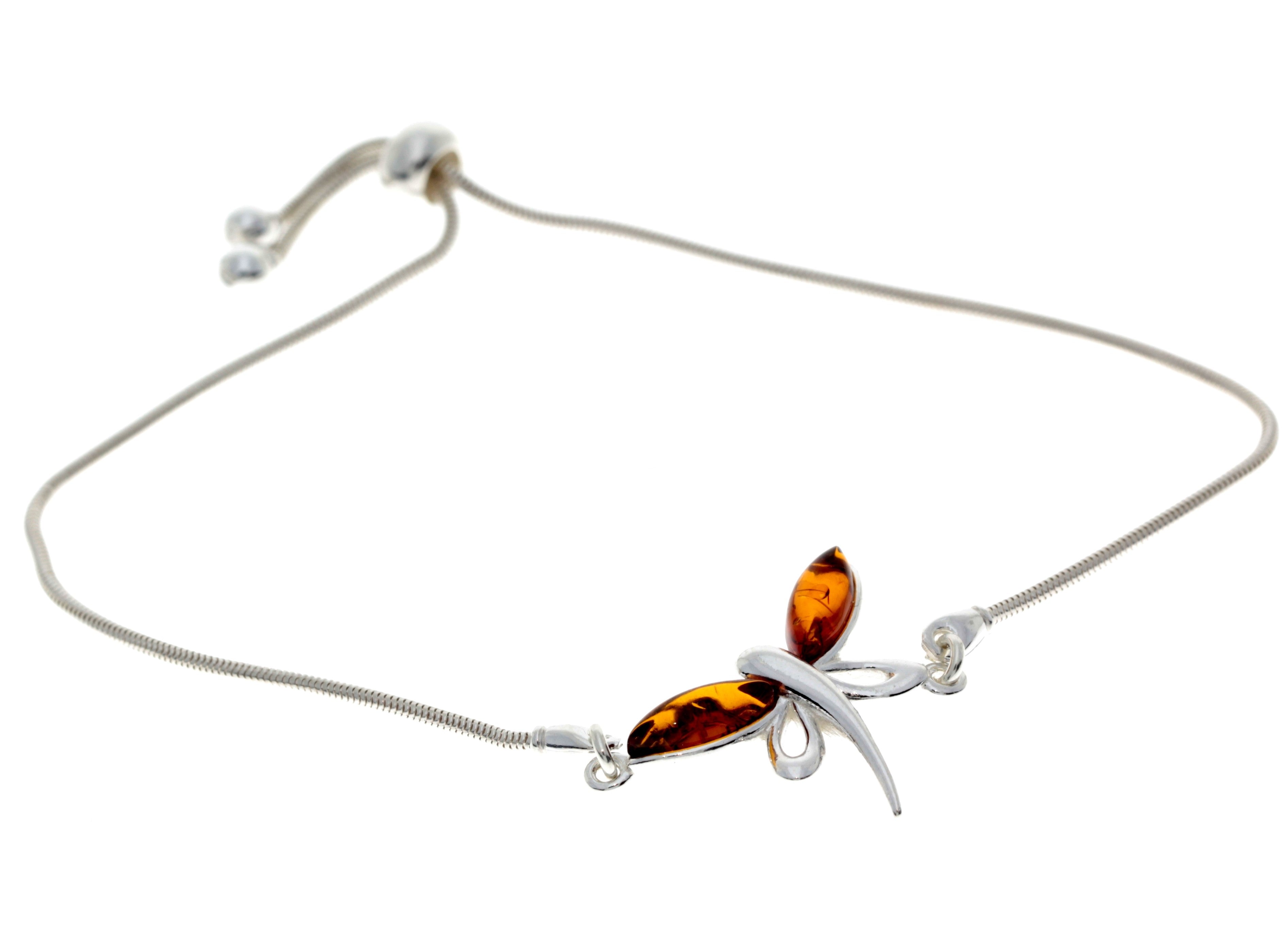 Beautiful Designer Silver Butterfly Bracelet set with Baltic Amber - GL534