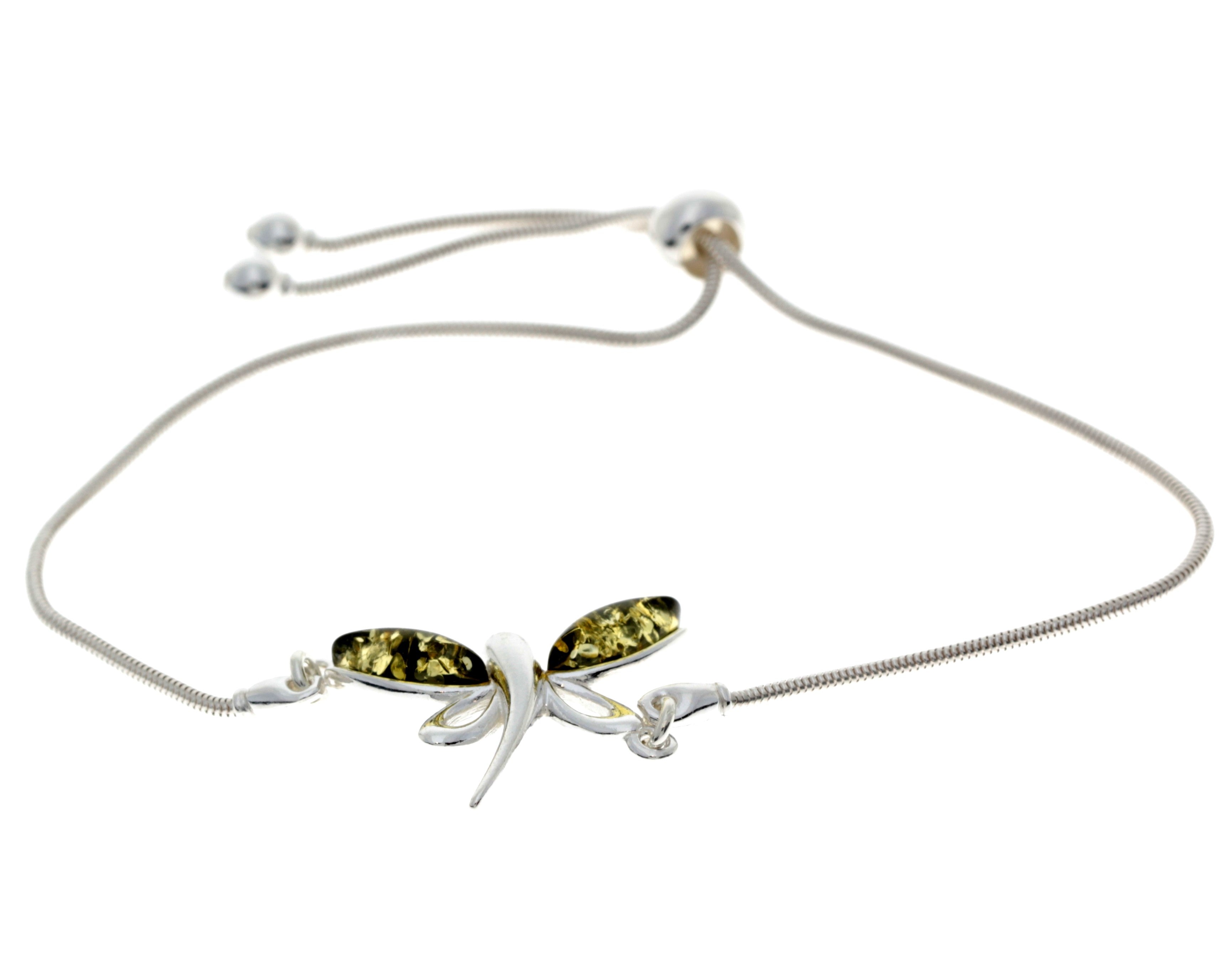 Beautiful Designer Silver Butterfly Bracelet set with Baltic Amber - GL534