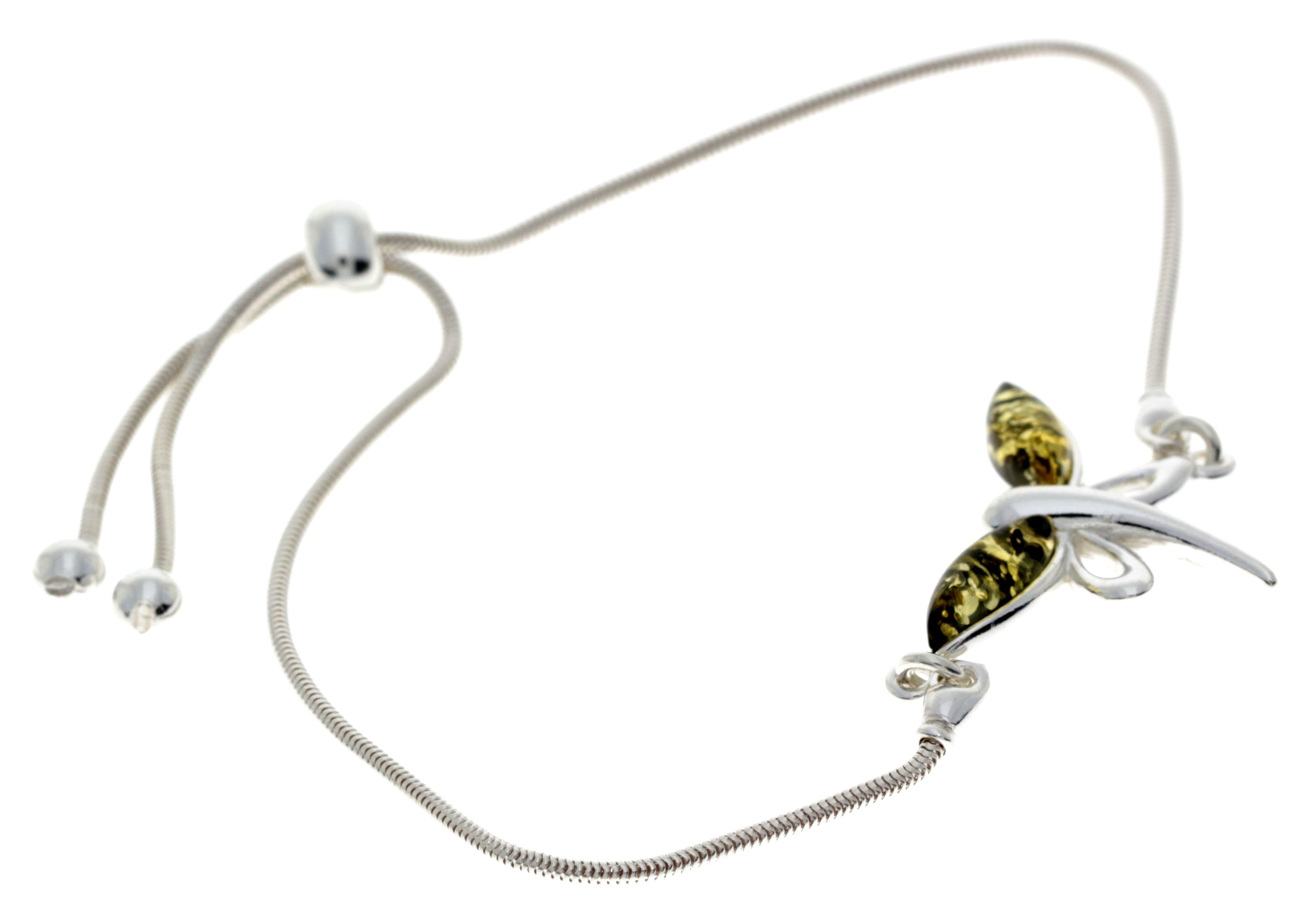 Beautiful Designer Silver Butterfly Bracelet set with Baltic Amber - GL534